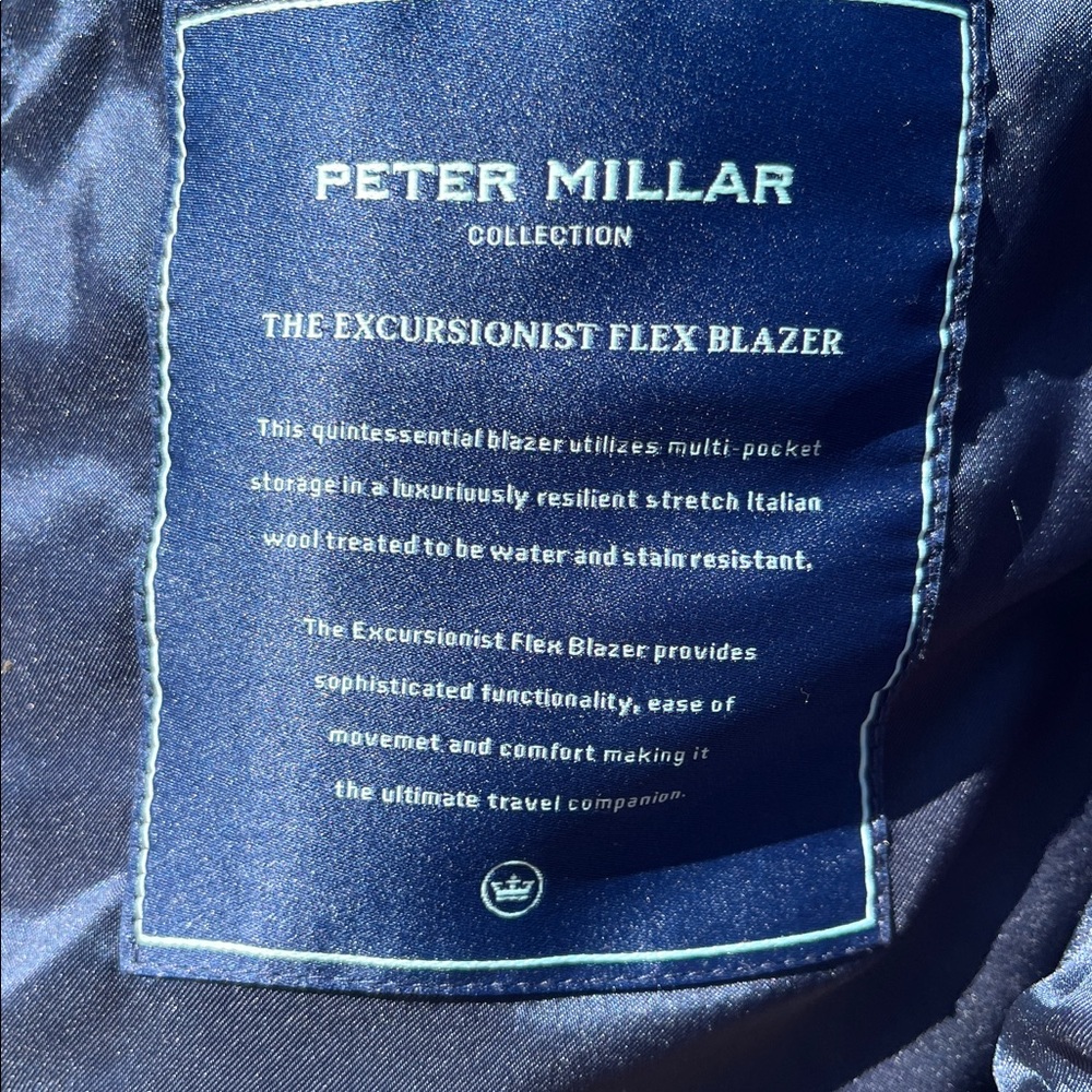 Peter Millar Excursionist Flex Blazer Navy Italian Wool/Silk Tailored Blazer 38R - Picture 15 of 17